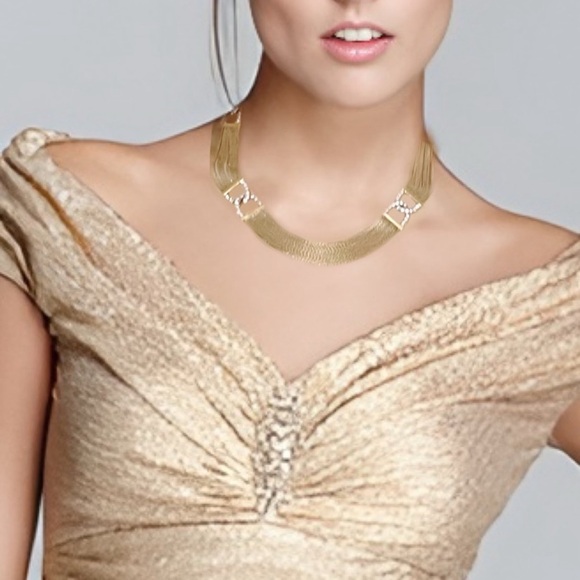 VINTAGE • Monet Chain Crystal Gemini Link Necklace - Picture 2 of 4